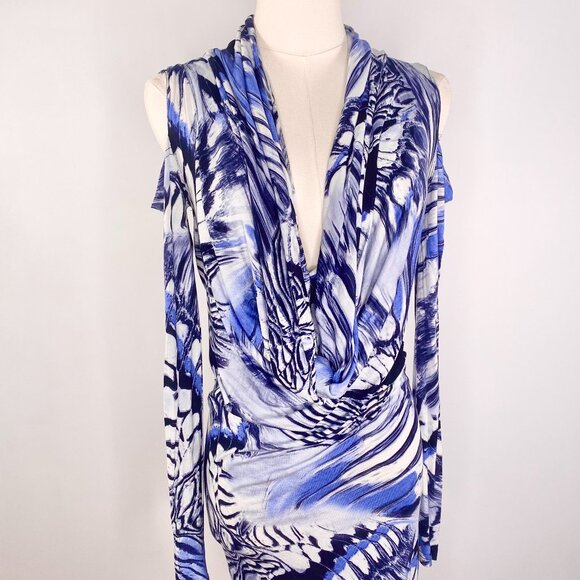 Jean Paul Gaultier - Blue Psychedelic Marble Cowl Neck Dress - Picture 2 of 16